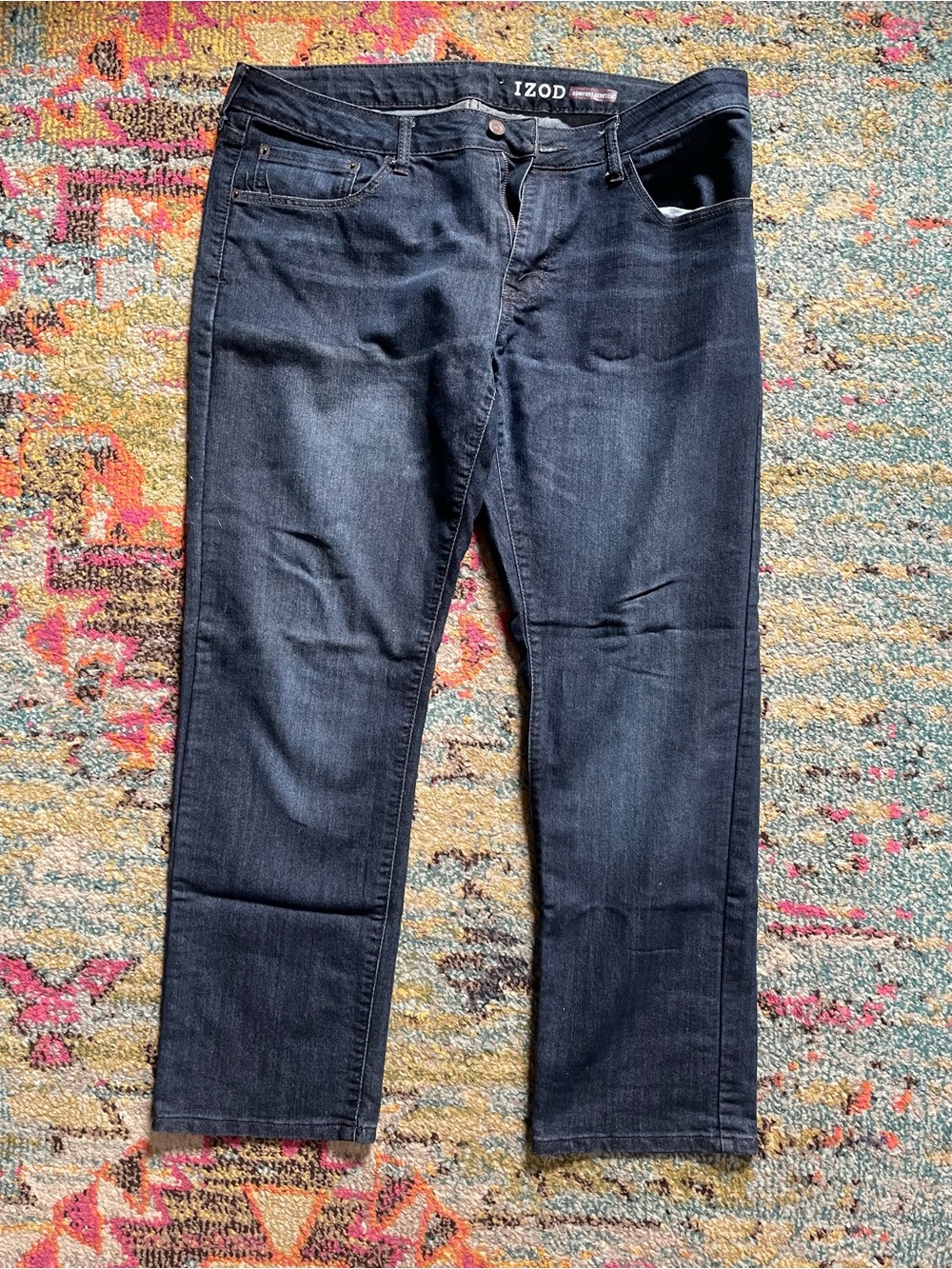 IZOD Men's Dark Blue Straight Fit Jeans 36/32